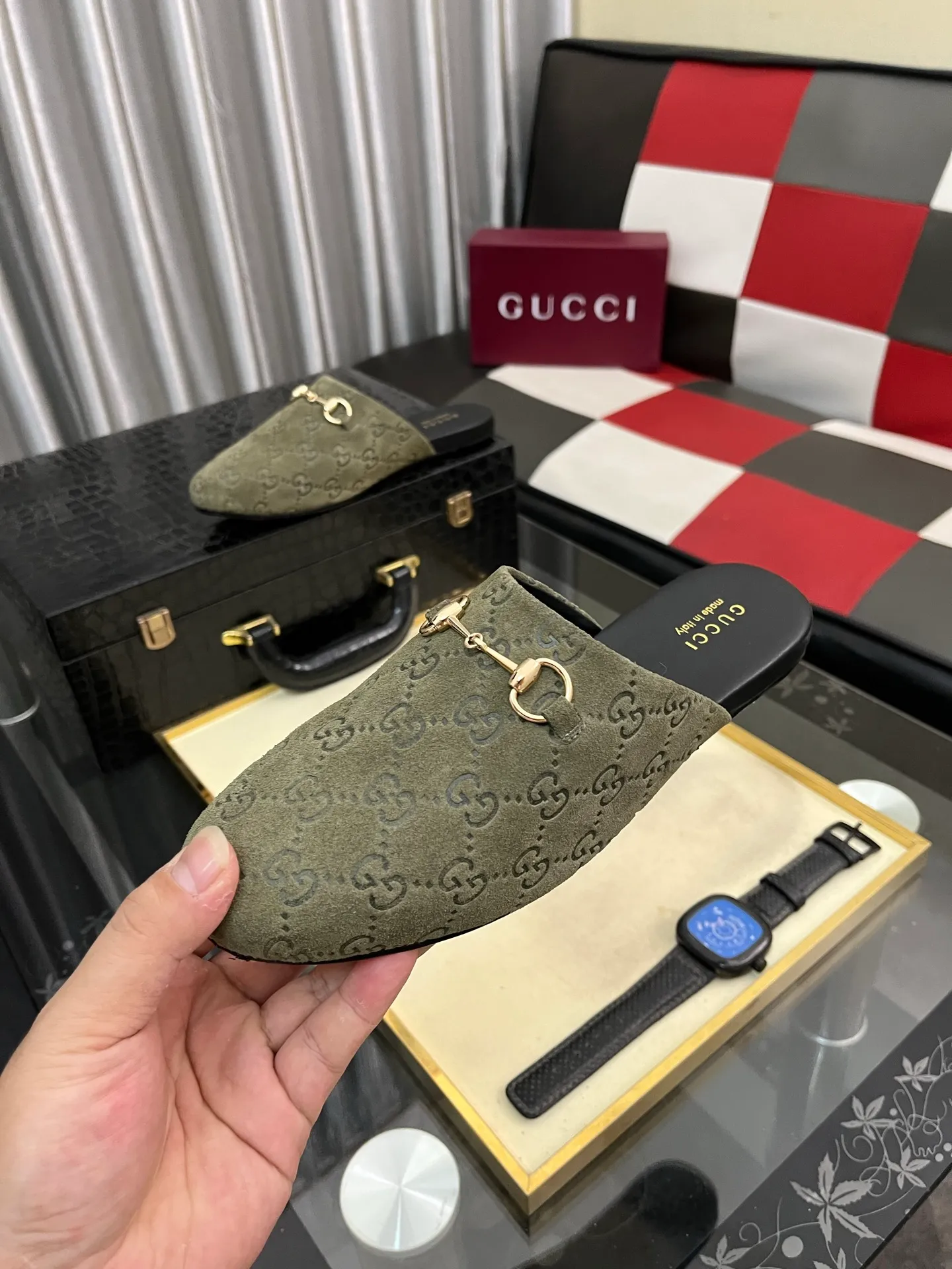 Men's shoes 💰480⌚️⌚️[Gucci] 2024 new season half-slip men's shoes, made of Italian imported first-layer frosted cowhide➕sheepskin lining, original hardware buckle, original combination wear-resistant outsole, real shot 🎬 Very comfortable on the feet, size 36-44